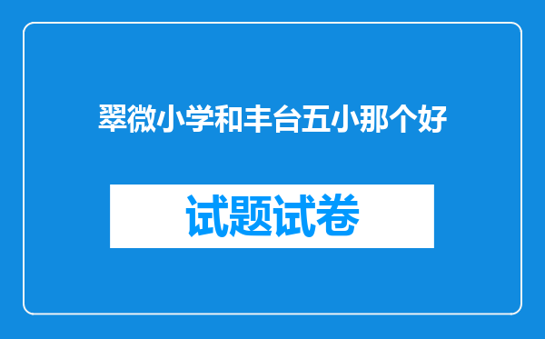 翠微小学和丰台五小那个好