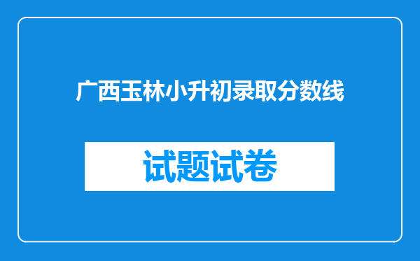 广西玉林小升初录取分数线