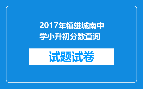 2017年镇雄城南中学小升初分数查询