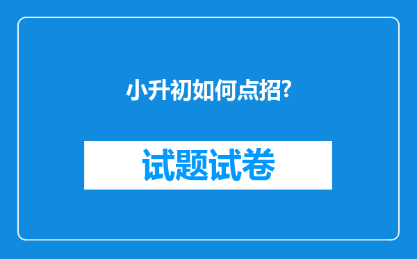 小升初如何点招?