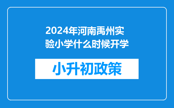 2024年河南禹州实验小学什么时候开学