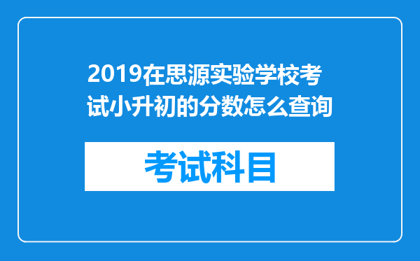 2019在思源实验学校考试小升初的分数怎么查询