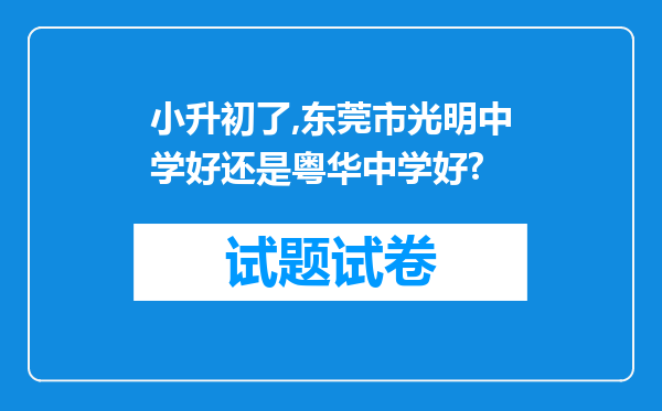 小升初了,东莞市光明中学好还是粤华中学好?