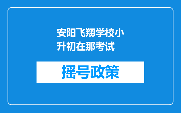 安阳飞翔学校小升初在那考试