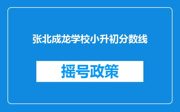 张北成龙学校小升初分数线