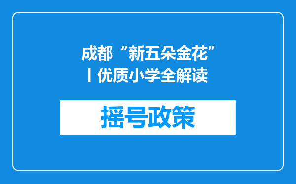 成都“新五朵金花”丨优质小学全解读