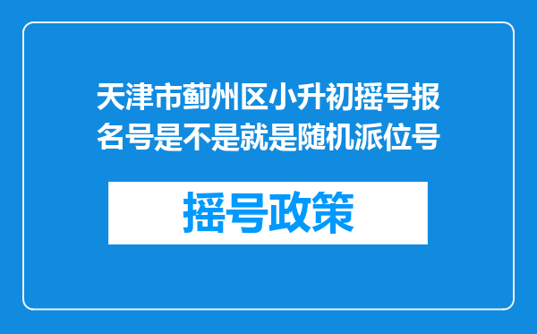 天津市蓟州区小升初摇号报名号是不是就是随机派位号