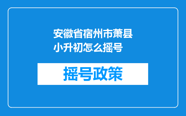 安徽省宿州市萧县小升初怎么摇号