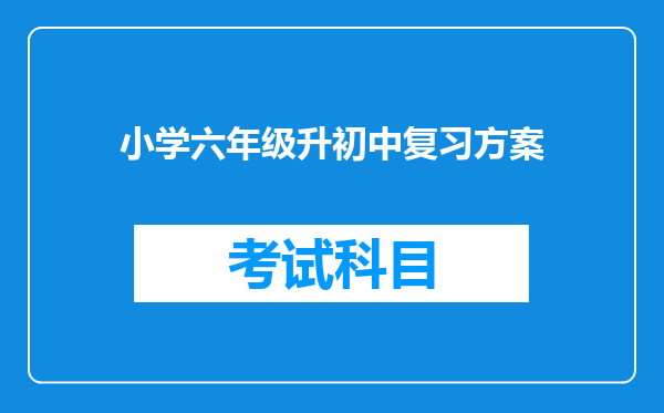 小学六年级升初中复习方案