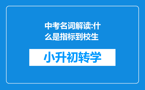 中考名词解读:什么是指标到校生