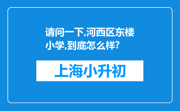 请问一下,河西区东楼小学,到底怎么样?