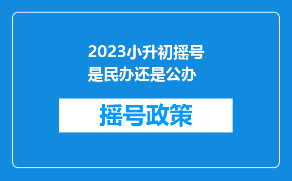 2023小升初摇号是民办还是公办