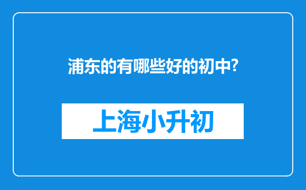 浦东的有哪些好的初中?