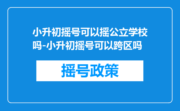 小升初摇号可以摇公立学校吗-小升初摇号可以跨区吗