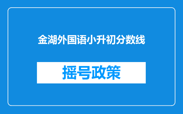 金湖外国语小升初分数线