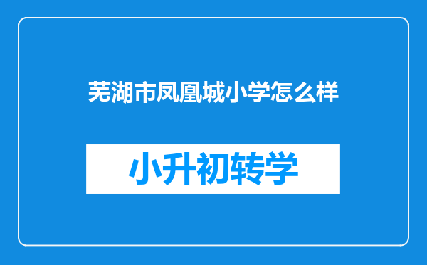 芜湖市凤凰城小学怎么样