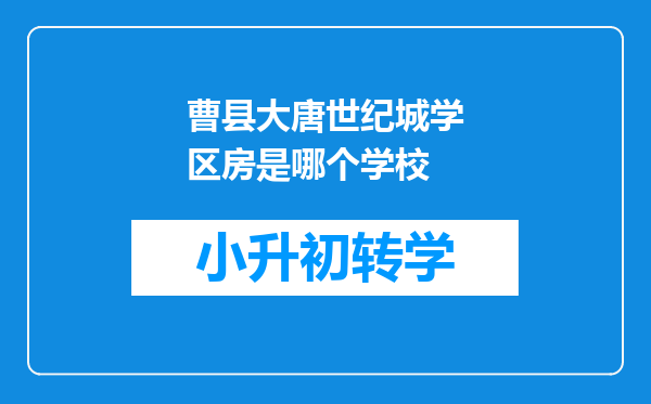 曹县大唐世纪城学区房是哪个学校