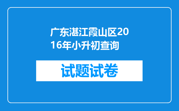 广东湛江霞山区2016年小升初查询