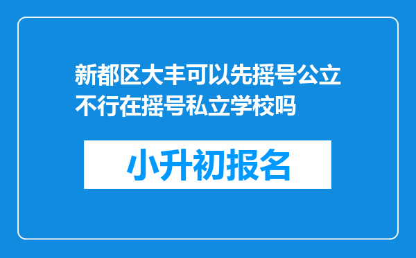 新都区大丰可以先摇号公立不行在摇号私立学校吗