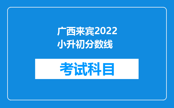 广西来宾2022小升初分数线