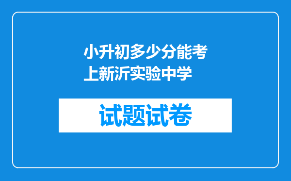 小升初多少分能考上新沂实验中学