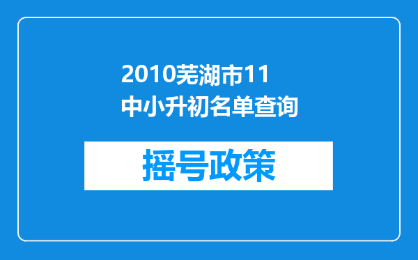 2010芜湖市11中小升初名单查询