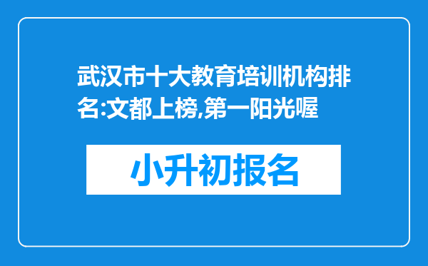 武汉市十大教育培训机构排名:文都上榜,第一阳光喔