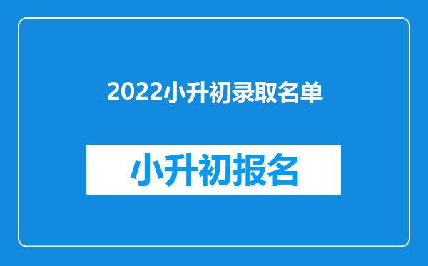 2022小升初录取名单