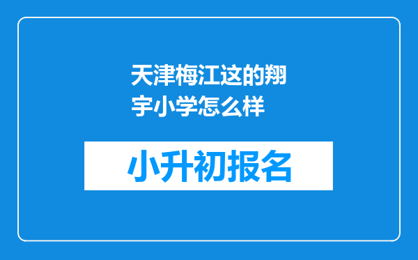 天津梅江这的翔宇小学怎么样