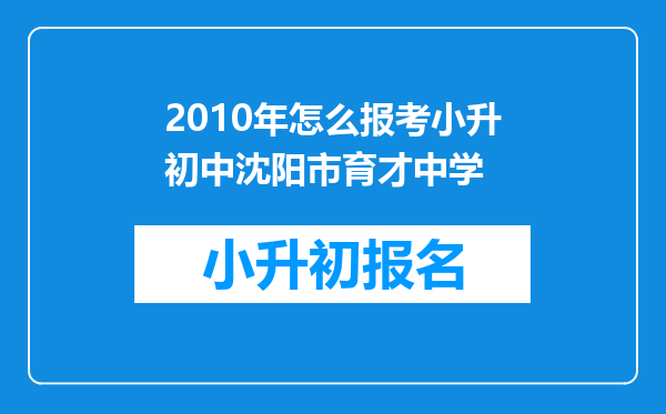 2010年怎么报考小升初中沈阳市育才中学