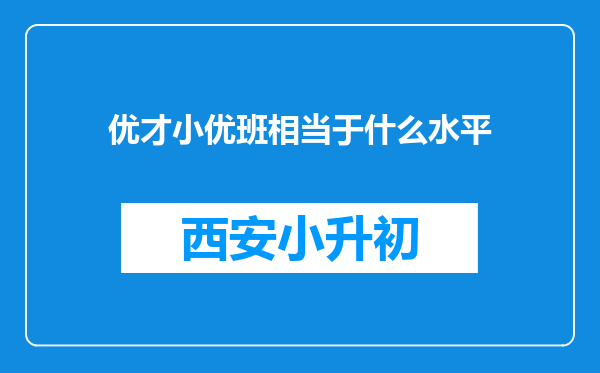 优才小优班相当于什么水平