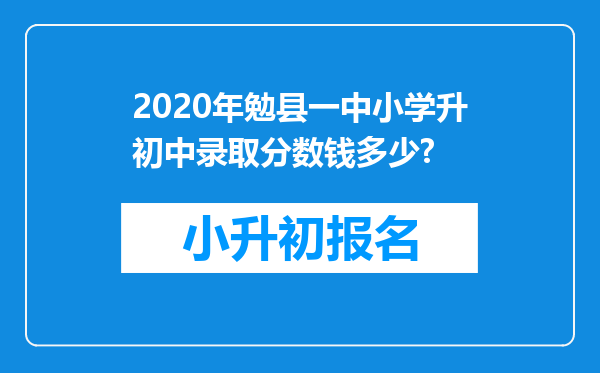 2020年勉县一中小学升初中录取分数钱多少?