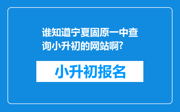 谁知道宁夏固原一中查询小升初的网站啊?