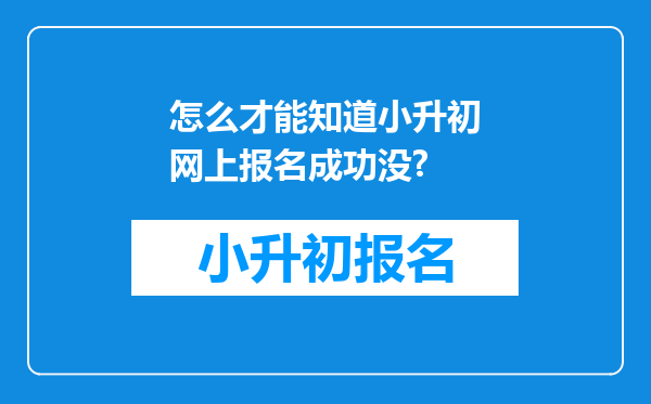 怎么才能知道小升初网上报名成功没?