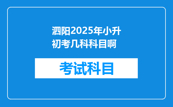 泗阳2025年小升初考几科科目啊