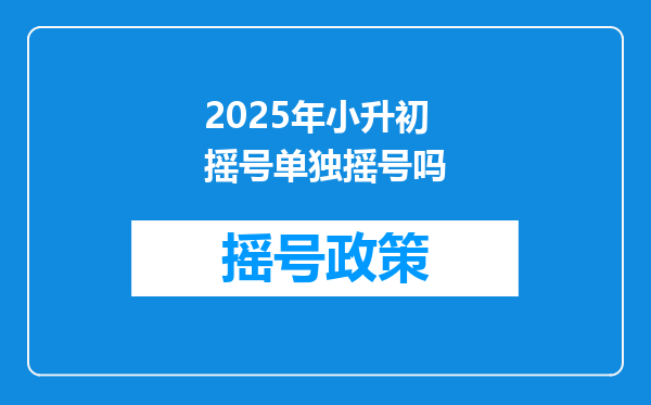 2025年小升初摇号单独摇号吗