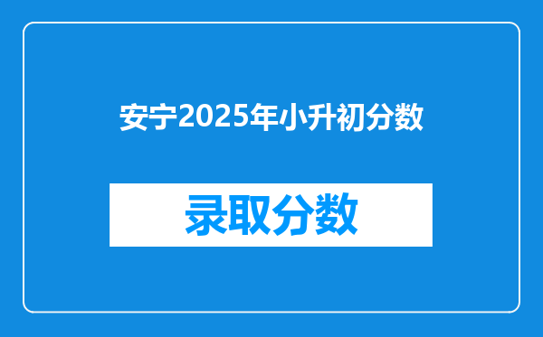 安宁2025年小升初分数