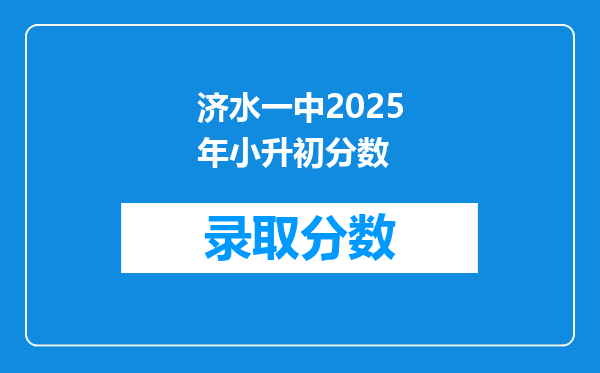 济水一中2025年小升初分数