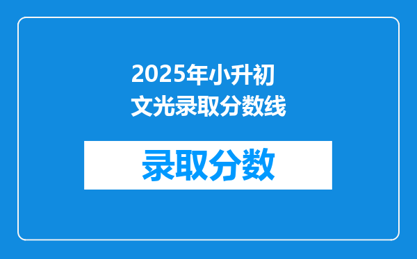 2025年小升初文光录取分数线