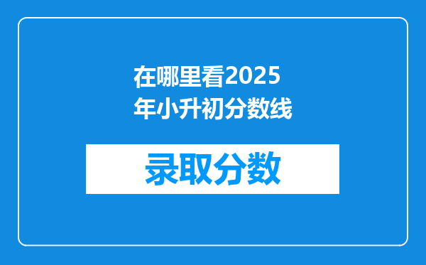 在哪里看2025年小升初分数线