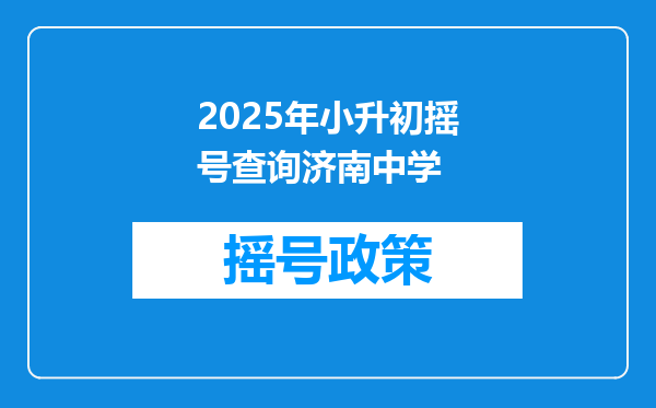 2025年小升初摇号查询济南中学