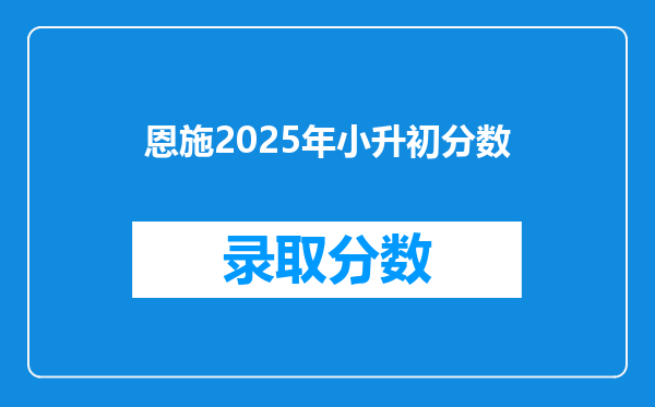 恩施2025年小升初分数