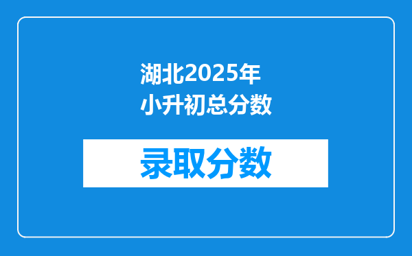 湖北2025年小升初总分数