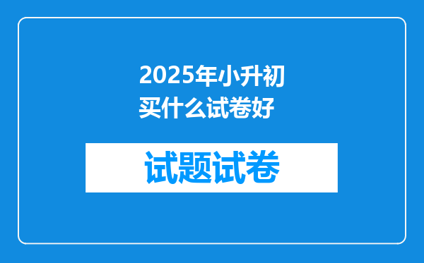 2025年小升初买什么试卷好