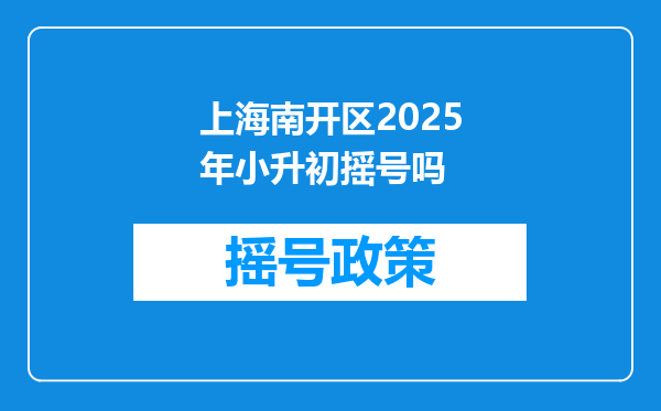 上海南开区2025年小升初摇号吗