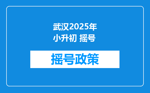 武汉2025年小升初 摇号