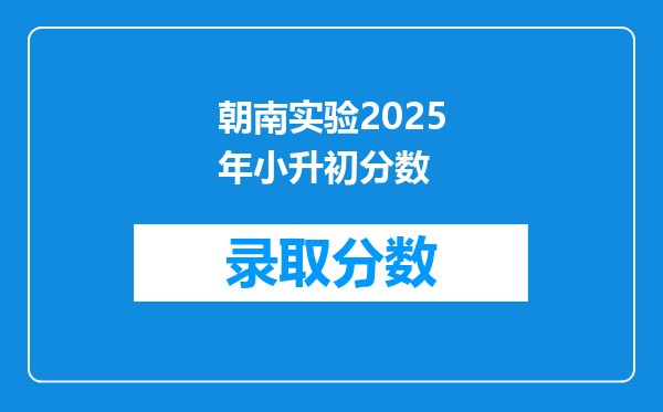 朝南实验2025年小升初分数