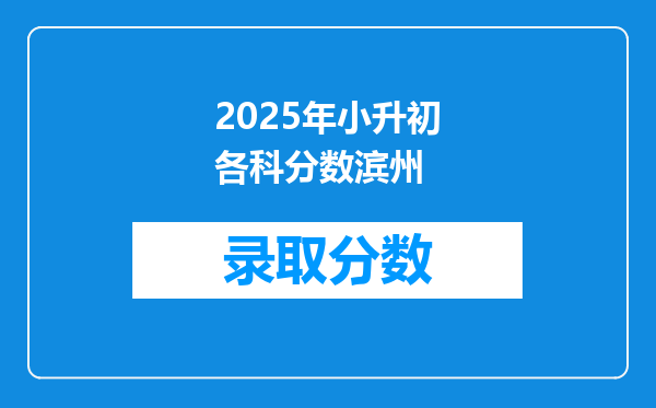 2025年小升初各科分数滨州