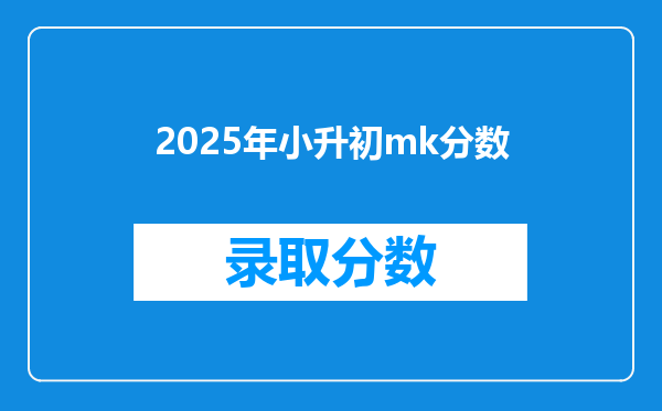 2025年小升初mk分数