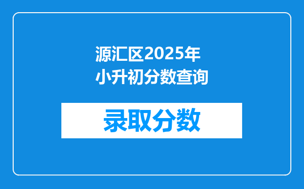 源汇区2025年小升初分数查询